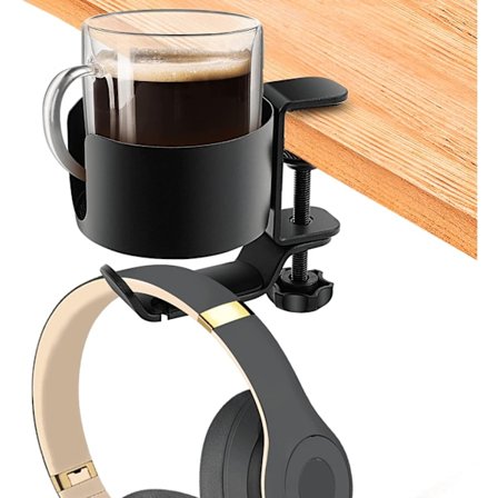 Kupinpidike, 2 in 1 -työpöydän kupinpidike kuulokepidikkeellä, Anti-