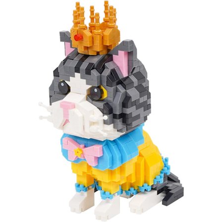 Djurbilder Byggklossar Set, Söta Katt Mini Byggklossar Set, Pedagogisk Leksak, Present till Vuxna och Barn (Krona)