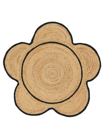 Innendørs-/Utendørstepper Blomstrete Poppy Beige/Svart Rundt Lite