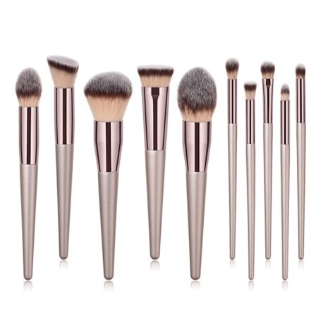 10st Professionella Sminkborstar, Makeup Set - Rosé