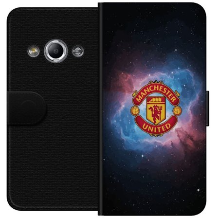 Kompatibel Tegnebogsetui til Samsung Galaxy Xcover 3 Manchester United klubemblem placeret i rummiljø med galakse og stjerner dramatisk fodboldgrafik