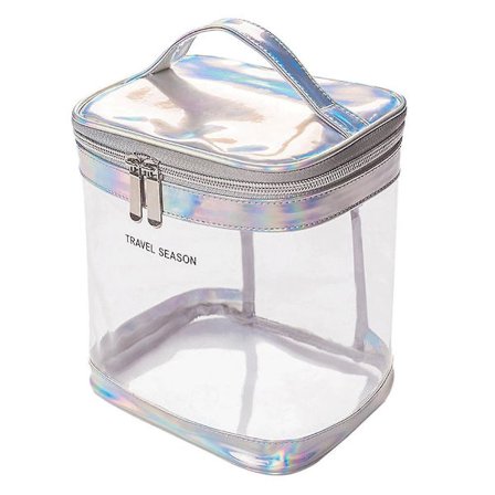 Värikäs Läpinäkyvä Kannettava Kosmetiikkalaukku, Kannettava, Vedenpitävä ja Suurikapasiteettinen, Valmistettu PVC:stä