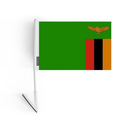 Liimattava lippu - Zambia - 14 x 21 cm - Polyesteri - Kevyt - Edessä/taakse