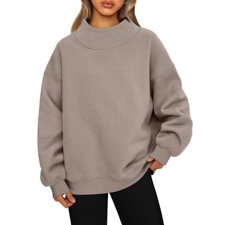 Oversized sweatshirts til damer, turtleneck pullover, langærmede hættetrøjer, efterårsmode outfits
