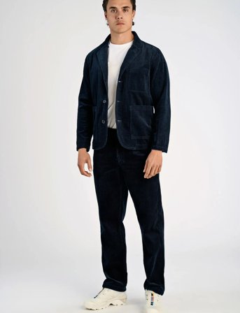 Lindbergh Seersucker Corduroy Casual Blazer - Navy - L