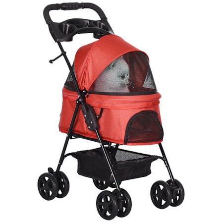 Hunde Buggy Foldbar Oxford Rød 67X45X96Cm Små Hunde Og Katte