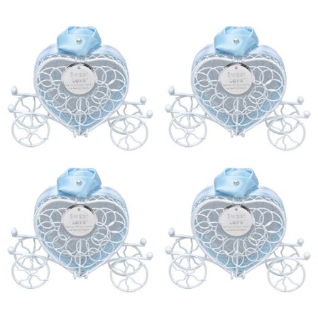 4 stk. Blå Hjerteformet Slikæske Romantisk Bryllupsgave til Fødselsdagsfest