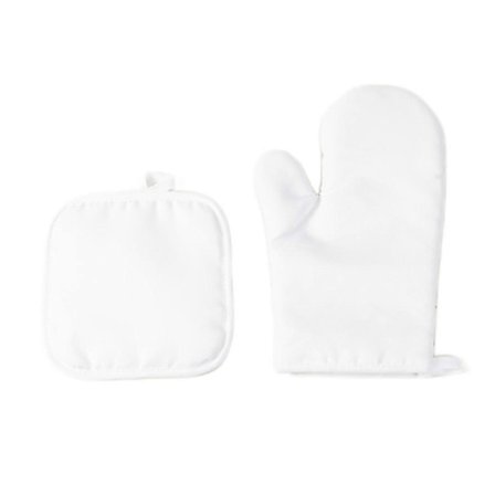 Ugnshandskar och Grytlapp Värmebeständigt Underlägg Halkfria Köksvantar för Grillning Bakning Mikrovågsugn Användning Vit