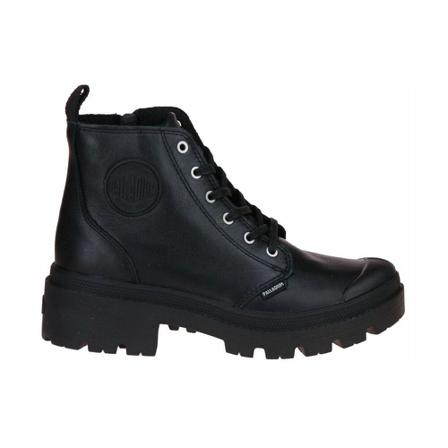 Palladium, Palladium Pallabase Leather Zwarte Veterboot Zwart, Dames, Maat:41 EU