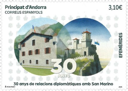 Andorra spansk - Diplomatiske relationer med San Marino - Postfrisk frimærke