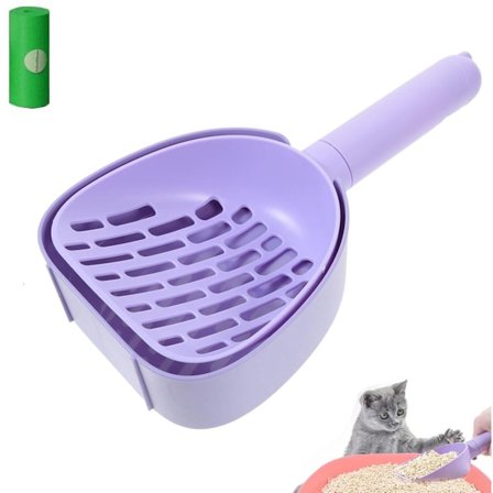 ING Kattegrus skovl - leveres med 1 rulle affaldsposer - med base - ASB materiale - kattegrus rengøringsskovl - 25*12.5*5 cm