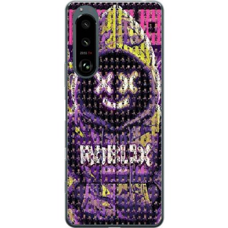 Kompatibelt Mobilskal till Sony Sony Xperia 5 III Roblox huvtröja designad med hundratals små Roblox-figurer, kreativ mosaikdesign i lila och gult f