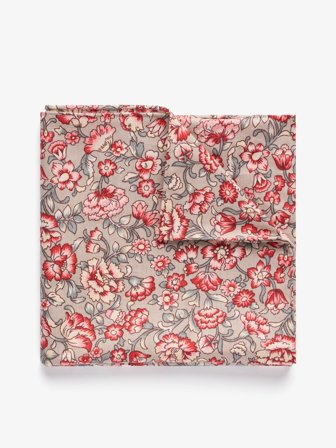 John Henric Men's Taupe Pocket Square Cotton Floral Size Onesize