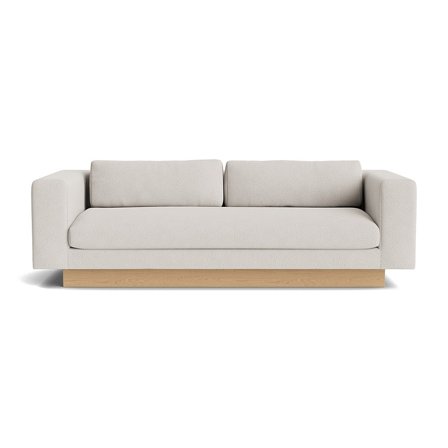 Manhattan 3 Personers Sofa, Råhvid, Nozag Fjedre, Massive Ege Ben, 219x100x75cm - Rummelig og Komfortabel Sofa med Siddedybde på 100cm