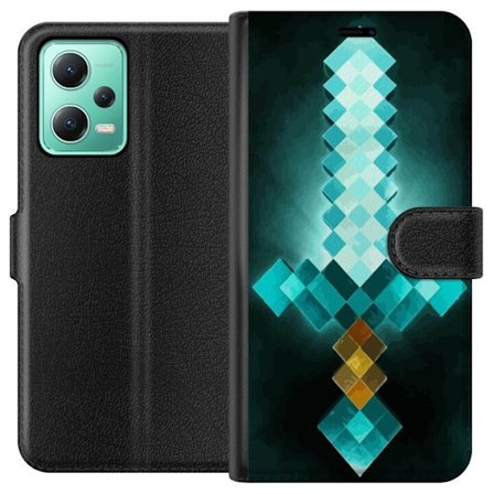 Kompatibelt Plånboksfodral till Xiaomi Xiaomi Redmi Note 12 Minecraft svärd