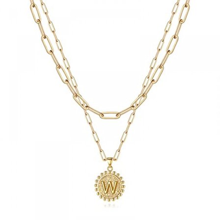 Fina flerskiktade halsband med initialer för kvinnor, 14K guldpläterat gemkedjehalsband