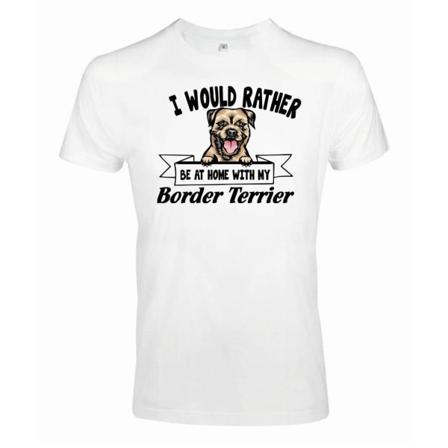 Border Terrier kigger hunde-t-shirt - Vær hellere hjemme med... White XXL