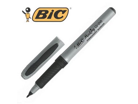 BIC Märkpenna Marking CD/DVD-Marker, permanent, tunn 0,7 mm linjebredd, svart - Lyreco - Kontorsmaterial - Pennor - Märkpennor - Rund spets