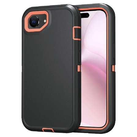 iPhone 16e Kuori Extreme Iskunkestävä Hybrid Musta / Oranssi_max