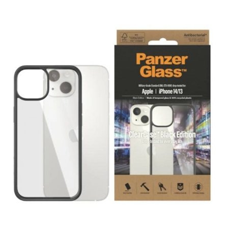 PanzerGlass Mobilskal till iPhone 13/14/15 Antibacterial - Transparent/Svart