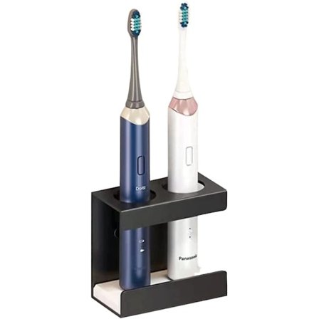 [CA] Tandborsthållare, Elektrisk tandborsthållare, Aluminiumlegering, Tandborsthållare, Ingen borrning krävs, för elektriska tandborstar 2 hål