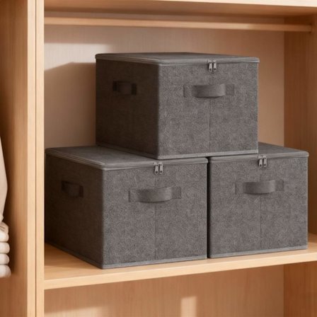 Opbevaringsposer sæt med 3 – Stof, lynlåslukning, håndtag