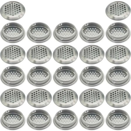 27 stk. 35 mm ventilationsrist i rustfrit stål, rund | til køkkenventilation