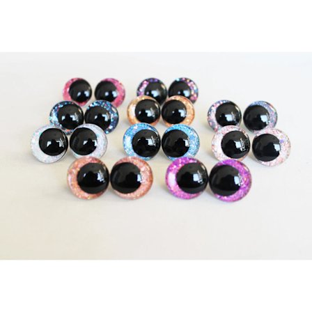 10 stykker 18mm Rund Tegnefilm glitter legetøj sikkerhed øjne dukke pupil øjne med vaskemaskine