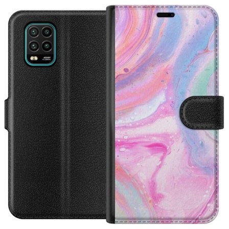 Yhteensopiva Lompakkokotelo Xiaomi Xiaomi Mi 10 Lite 5G Abstrakti pastellin värinen marmoritaide, jossa on nestemäinen akryyli vaikutus pinkissä, s