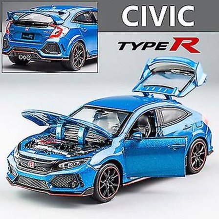 1:32 Honda Civic Type-r Legetøjsbil i Metal Diecast & Legetøjsbiler Metal Sportsvognsmodel Lyd og Lys Samling Børnelegetøj Gave