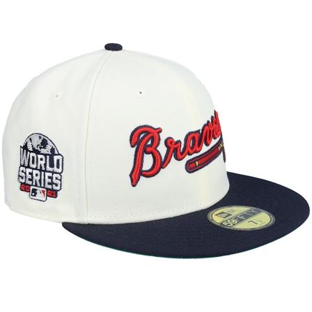 New Era - MLB White fitted Caps - Atlanta Braves 59FIFTY World Series 21 Chrome/Navy Fitted @ Hatstore