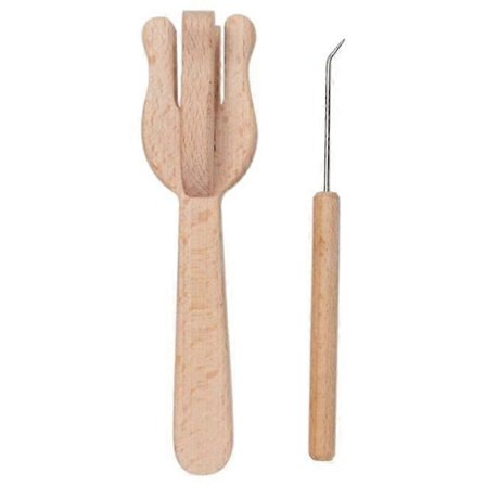 Strikkegaffel Fletningsværktøj til at lave snore, snoretilbehør Gaffelfletter Håndværk Vævespole til smykker, håndlavet garn Strikning til børn