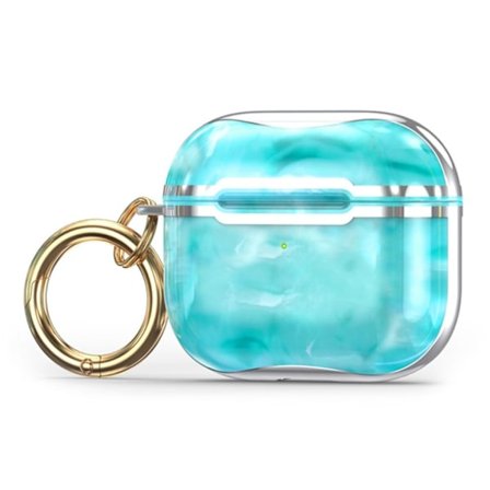 AirPods Pro 2 coolt fodral i kolfiberstil med spänne - Grön / Silver