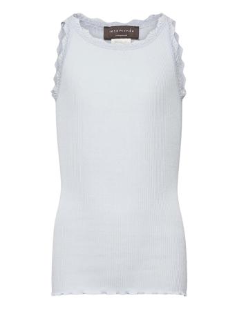 Silk Top W/ Lace T-shirt Ærmeløs Blå Rosemunde Kids