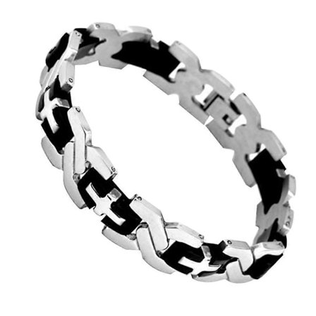 Herrar Armband Stål Kors Armband Män Stål Länk Armband Killar Bred Länk Armband