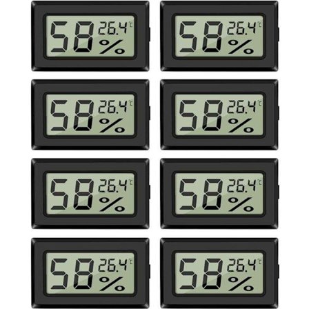 8-pakning Mini Digital Hygrometer Termometer med Temperatursensor for Innendørs Drivhus Bil Kontor i Celsius