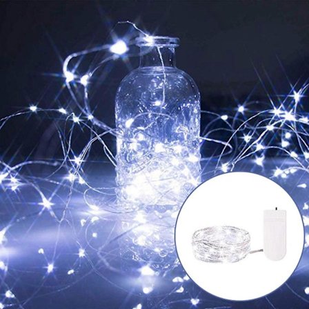 Julepynt 10 stk 1m 10LED Lys Batteridrevet Kobbertråd Dekor Jul