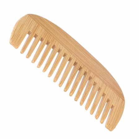 Håndpolert bambusfloke løser, antistatisk kam med brede tenner av naturlig materiale for forbedret kjemming og flokeløsning, miljøvennlige trekammer