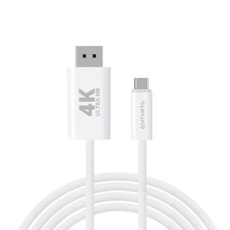 4Smarts USB-C to DisplayPort Cable - White, 2m