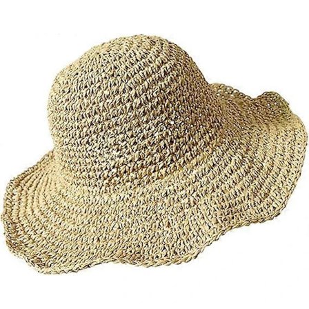 Stråhat til kvinder, sammenklappelig floppy hat med bred skygge, sommerhat til udendørs brug på stranden, UV-beskyttelse til kvinder og piger