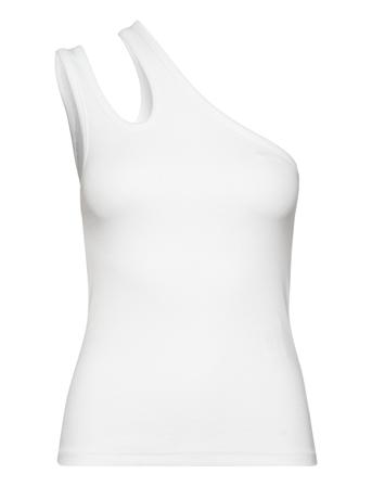 Jersey -Shoulder Top T-shirts & Tops Sleeveless Hvit REMAIN Birger Christensen*Betinget Tilbud