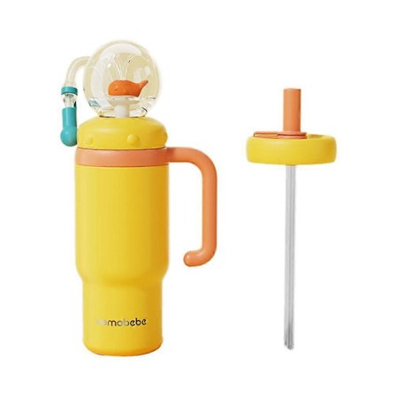 Hvalfontene-tumbler i rustfritt stål med håndtak – To lokk