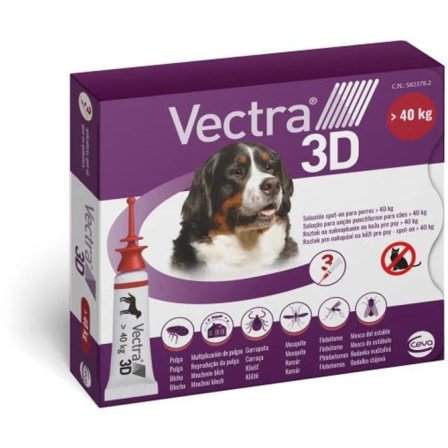 Vectra 3D Spot-on 3x8ml Antiparassitario Cani >40kg Tappo Rosso