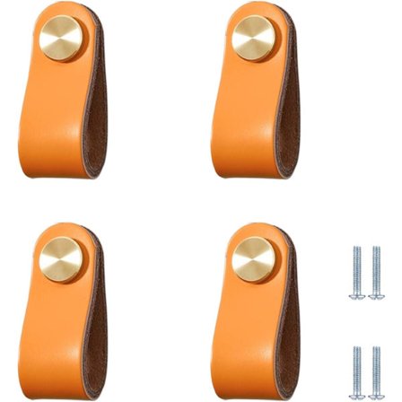 4 Stykker Skinnskuffhåndtak Lys Orange Kommodeknott 64mm Skapdørhåndtak Egnet for Barneromsmøbler Kjøkken - Lys