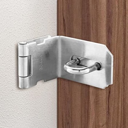 (10 cm, sølv) 1 pakke 90 graders hengelåsbeslag, hengelåsdørspenne