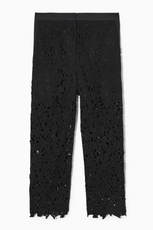 COS Femme Pantalon Barrel Broderie Anglaise in Noir