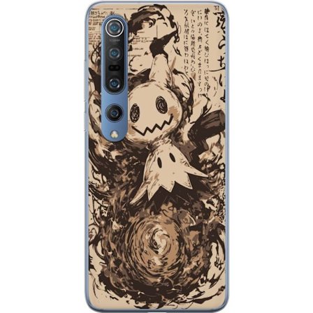 Kompatibel Gennemsigtig cover til Xiaomi Mi 10 Pro 5G Mimikyu i dramatisk kunststil omgivet af mørke hvirvler og farvesprøjt, der skaber en mystisk