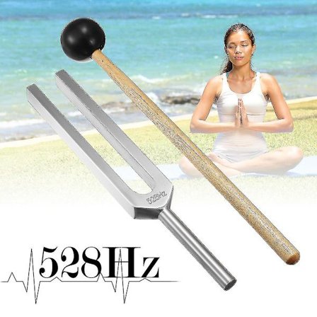 528hz Tuninggaffel i Aluminium~l Chakra Hammer Ball Diagnose +