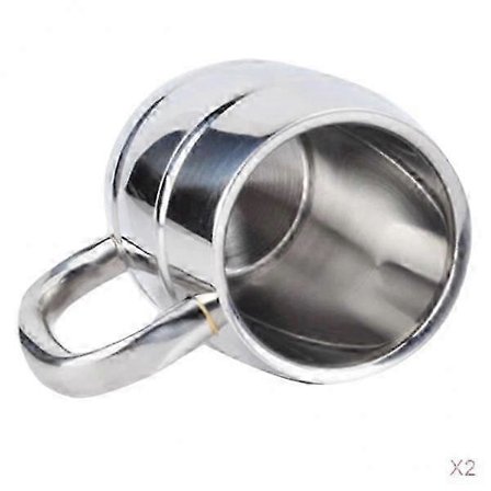 2x Dubbelväggig Ölmugg Vodka Vatten Mjölk Te Drickmugg Fatformad 30cl