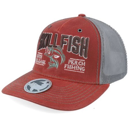 Skillfish - Röd trucker Keps - Perch C&r Logo 3d 112wh Split Burnt Red/Charcoal A-Frame Trucker @ Hatstore